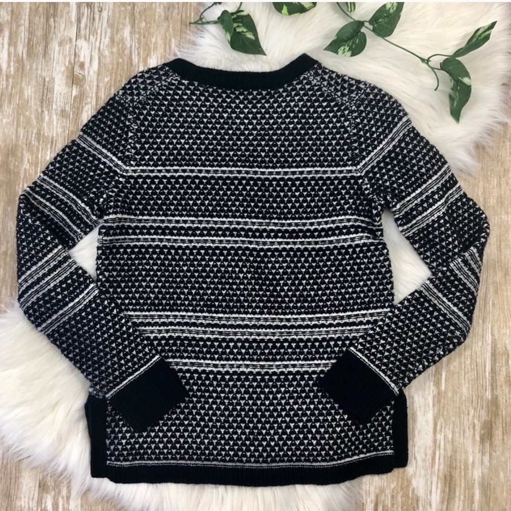 Madewell Fineprint Pullover Sweater Black White